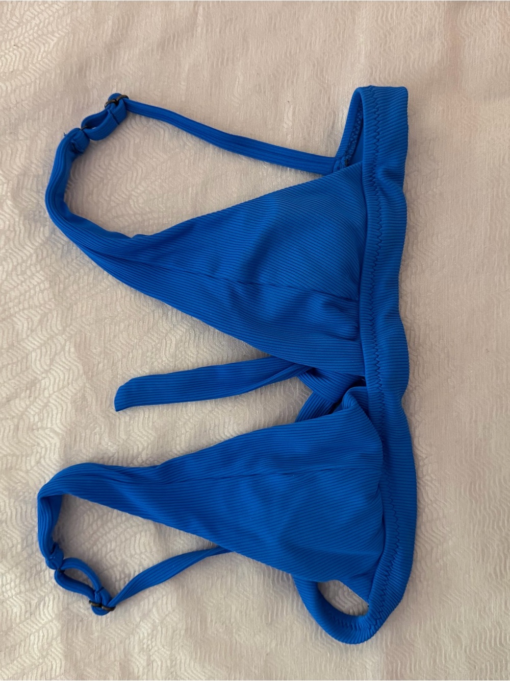Becca Ribbed Triangle Bikini Top in Vibrant Blue